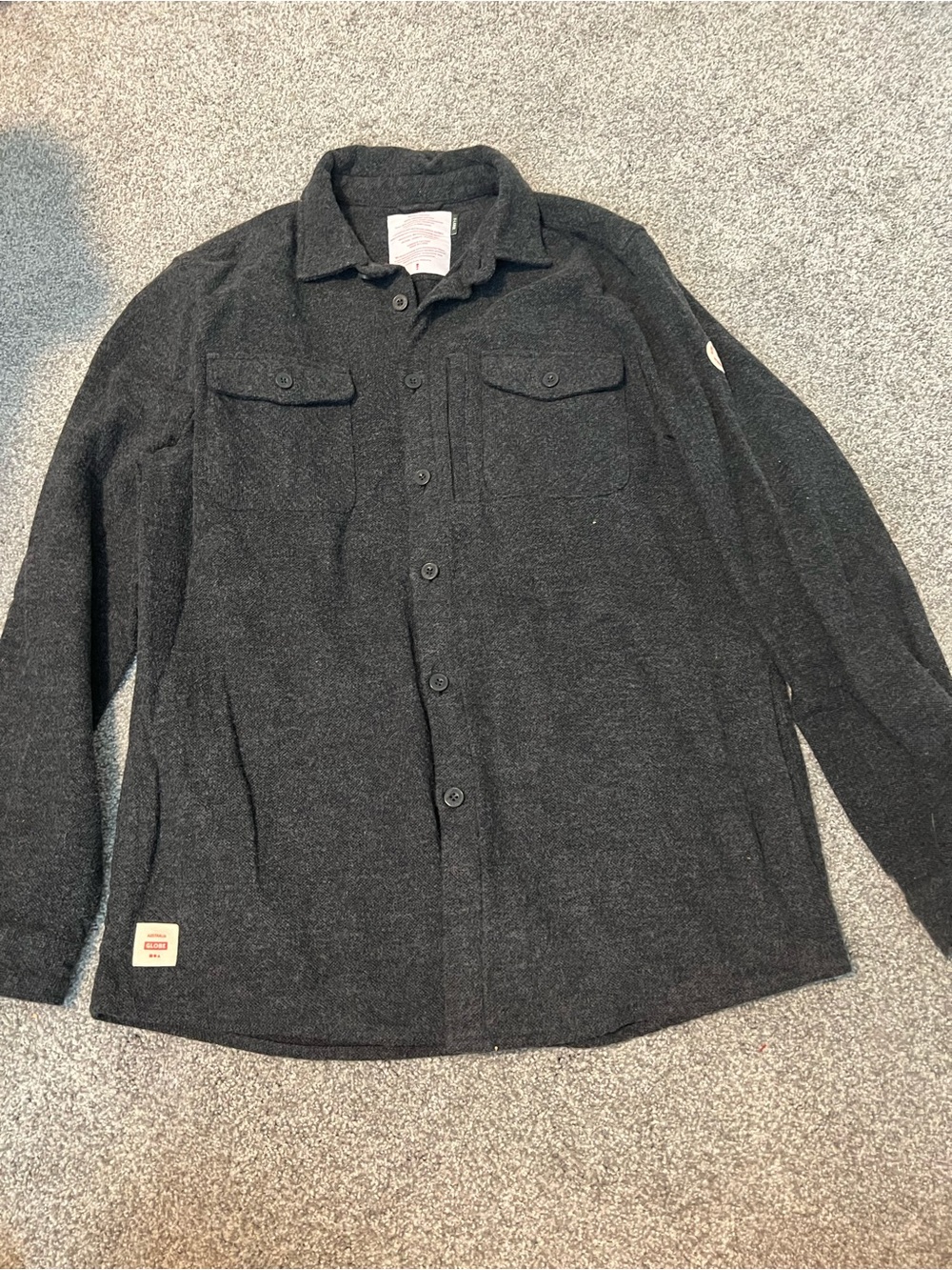 Globe Men's Charcoal Button-Front Shirt Jacket